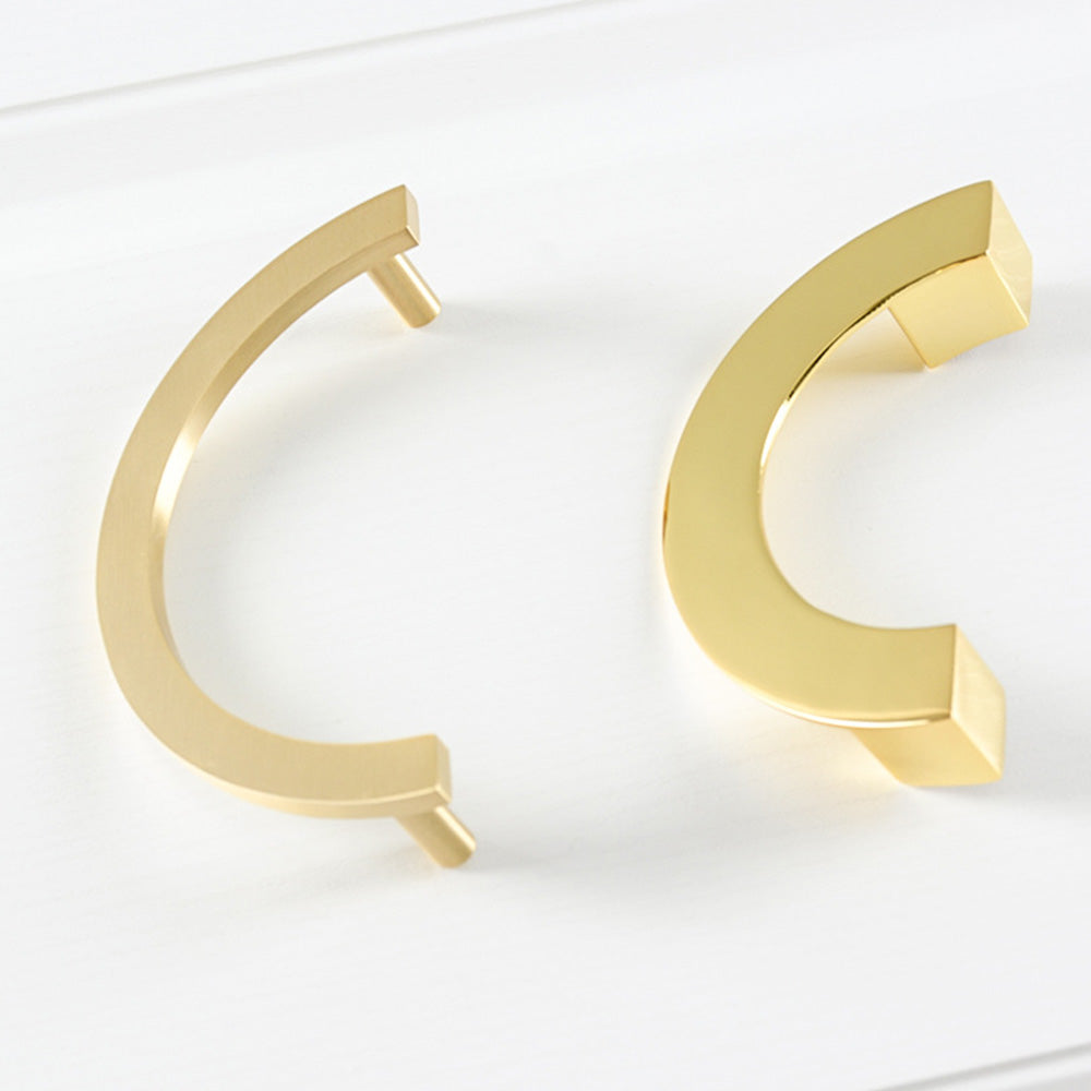 Brushed Brass Half Moon Cabinet Pulls for Double Doors