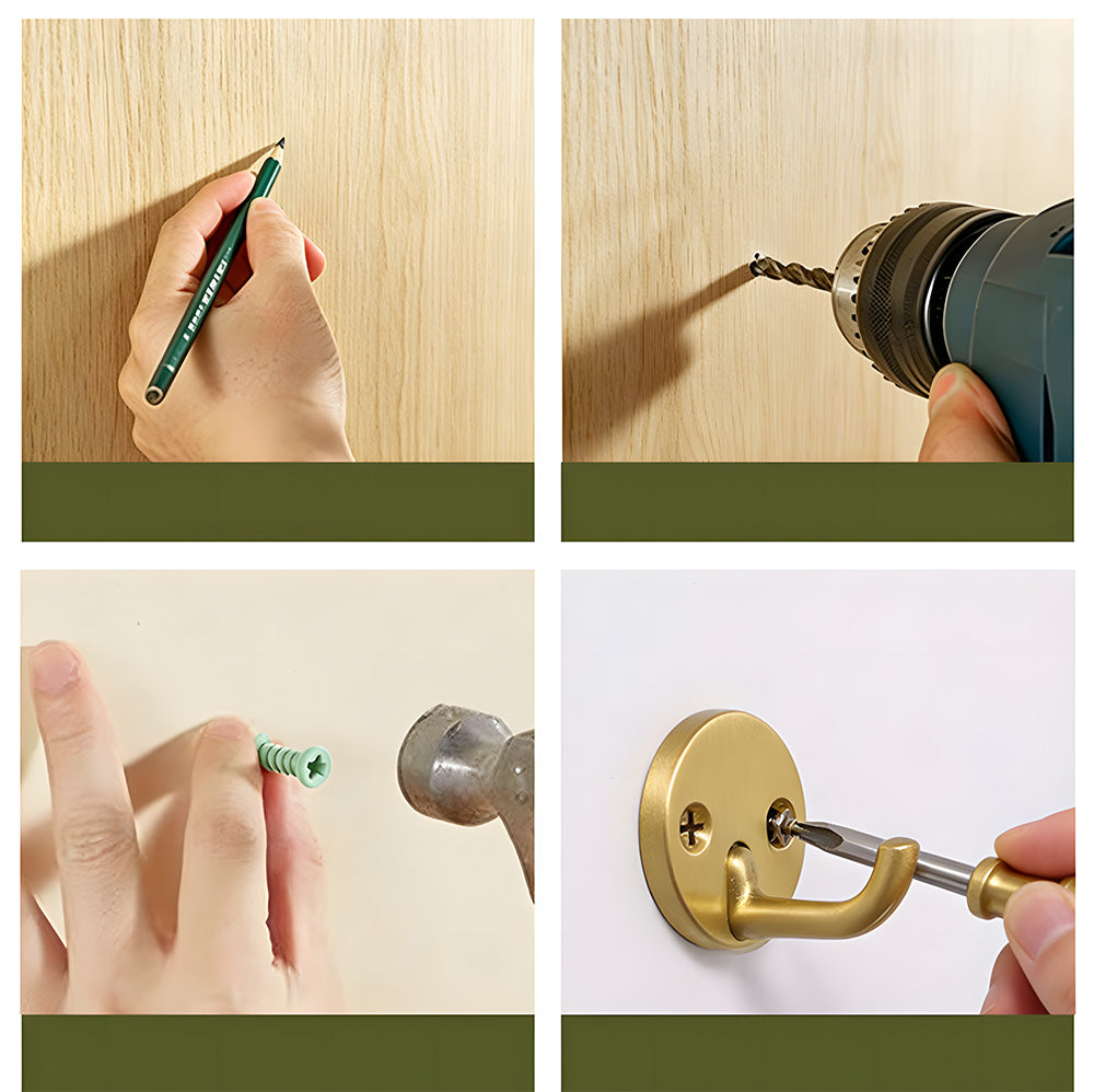 Solid Brass Round-Base Wall Hooks for Coats & Towels