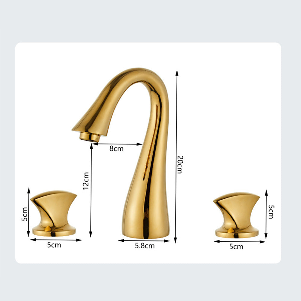 Fluxa Minimalist 3 Hole 2 Handle Bathroom Sink Faucet