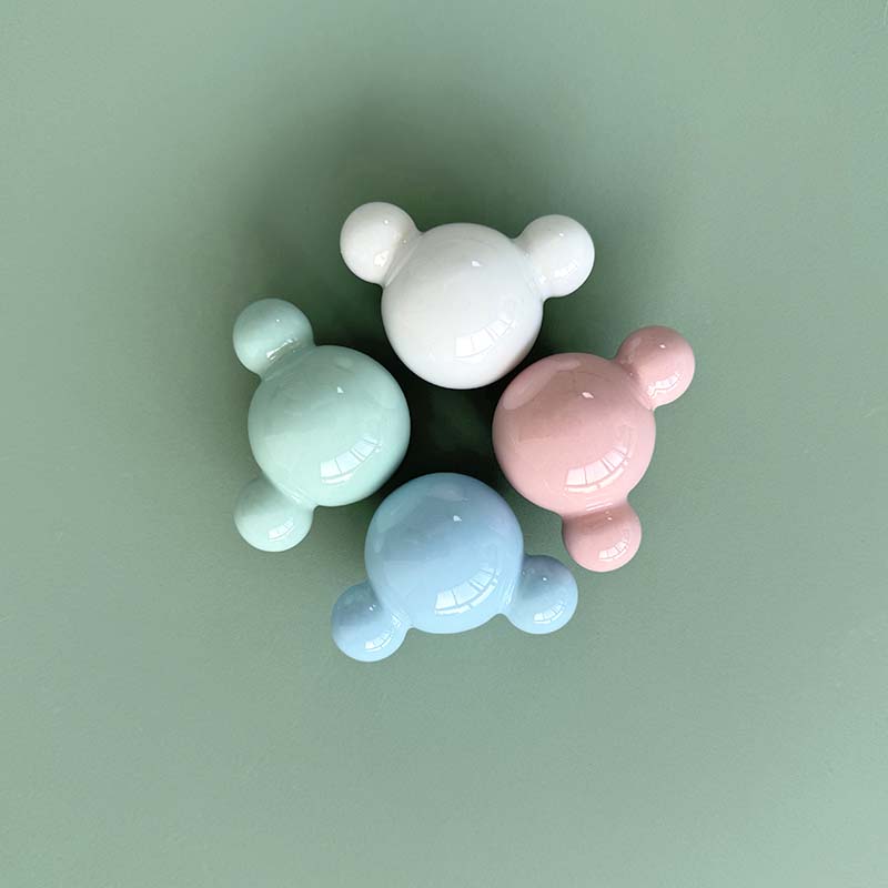 Colorful Ceramic Bear Cabinet Knobs
