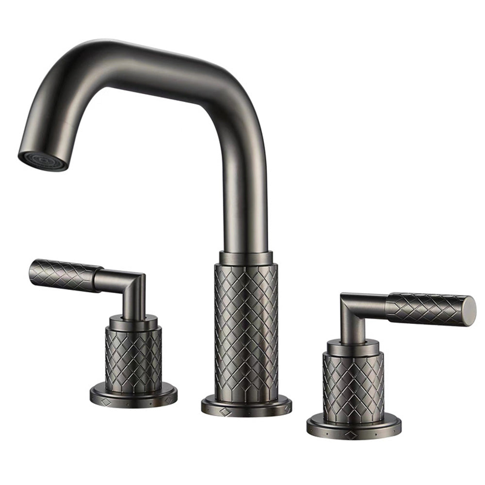 Art Deco Textured Two-Handle 3-Hole Widespread Bathroom Sink Faucet