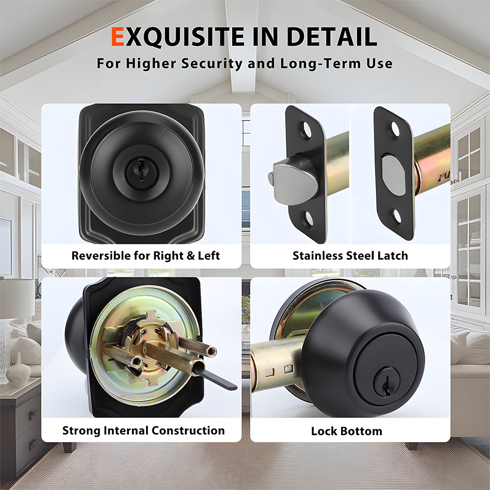 Keyed Entry Door Knob and Deadbolt Set for Front Doors