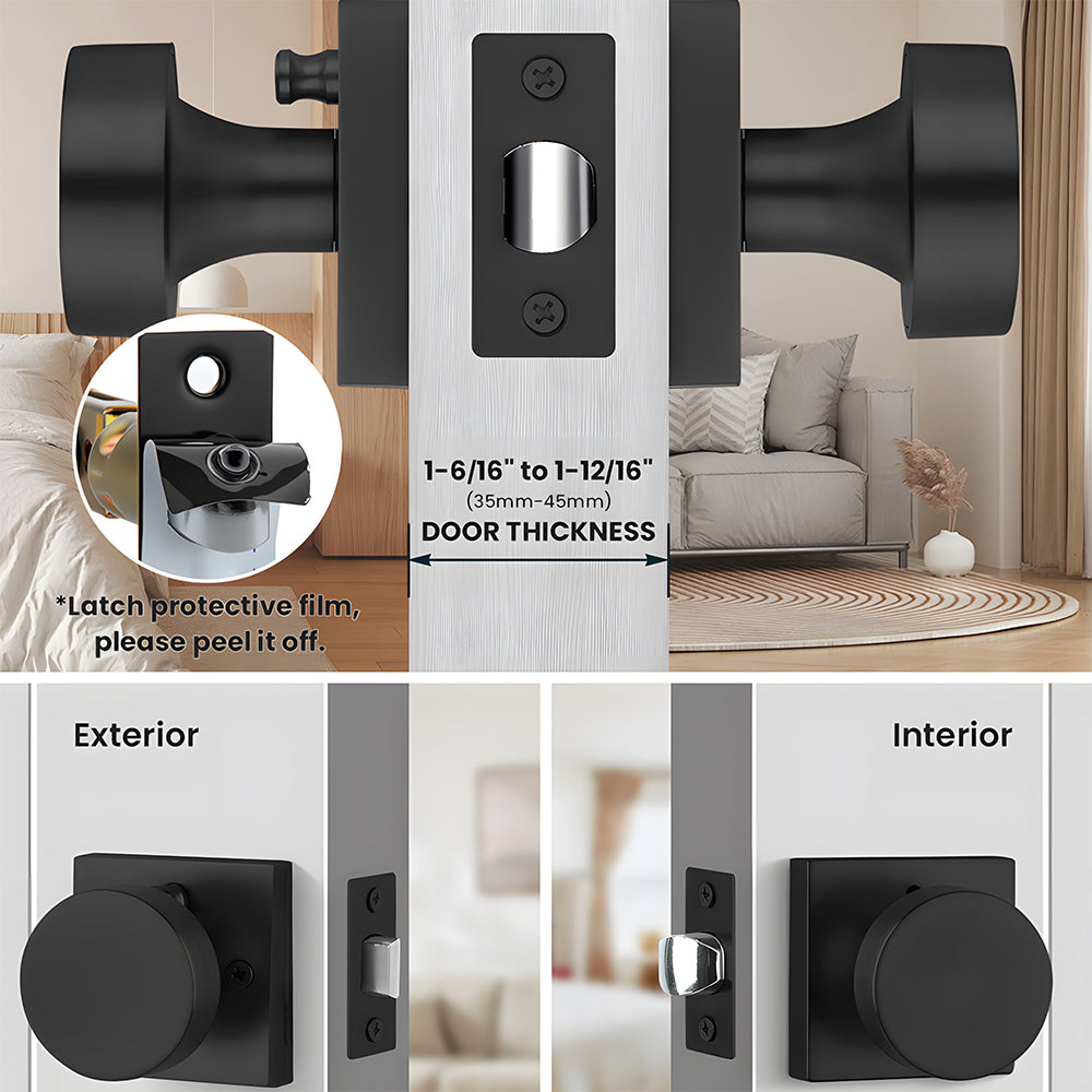 Heavy Duty Square Door Knobs for Closet, Hallway and Bathroom Doors
