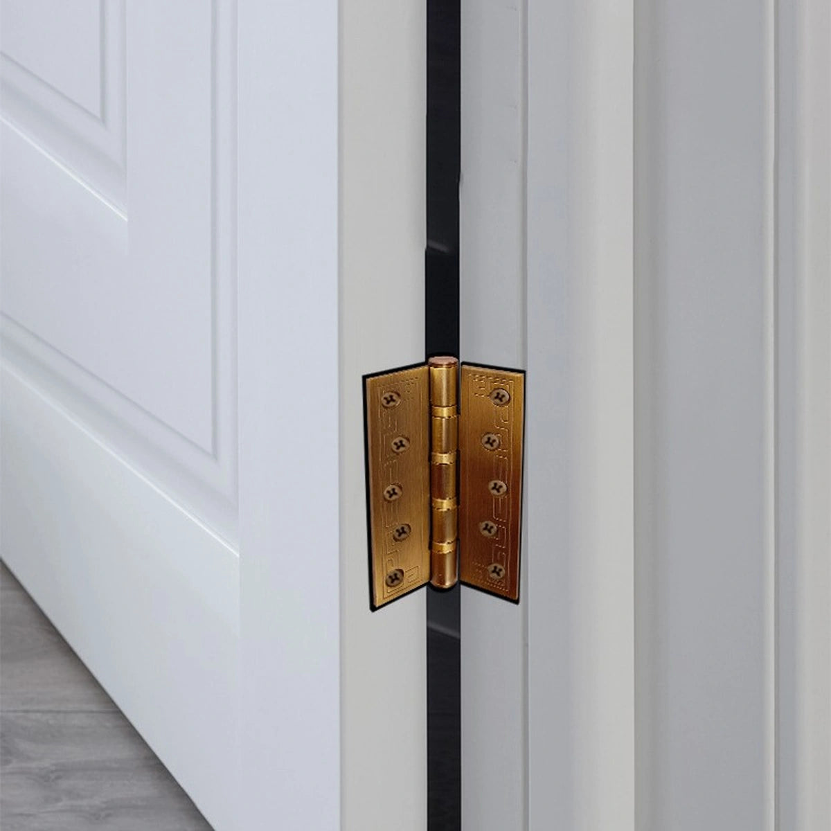 Aurevia 5-Inch Carved Antique Brass Stainless Steel Interior Door Hinges, Gold Finish
