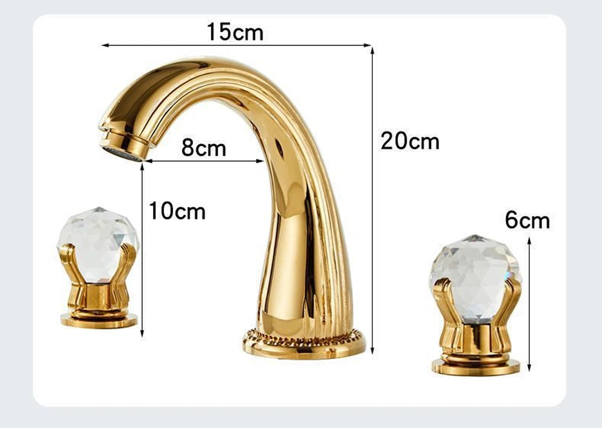 Aurion Classic Two-Handle 3-Hole Widespread Bathroom Faucet With Crystal Handles