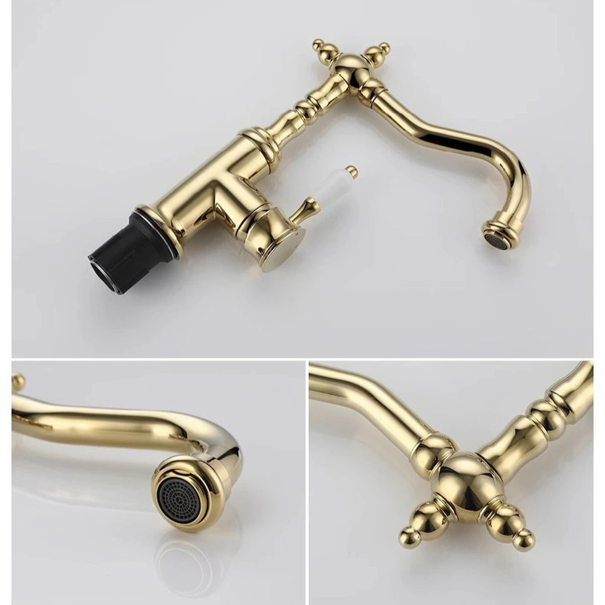Belluno Antique Single-Handle Single-Hole Bathroom Sink Faucet with 360° Swivel Spout