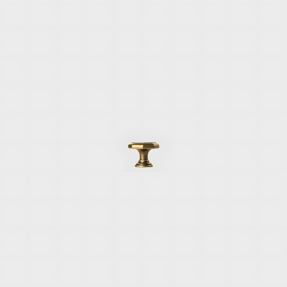 Antique bronze cabinet pull with octagonal knob, shown at close range on a clean neutral background