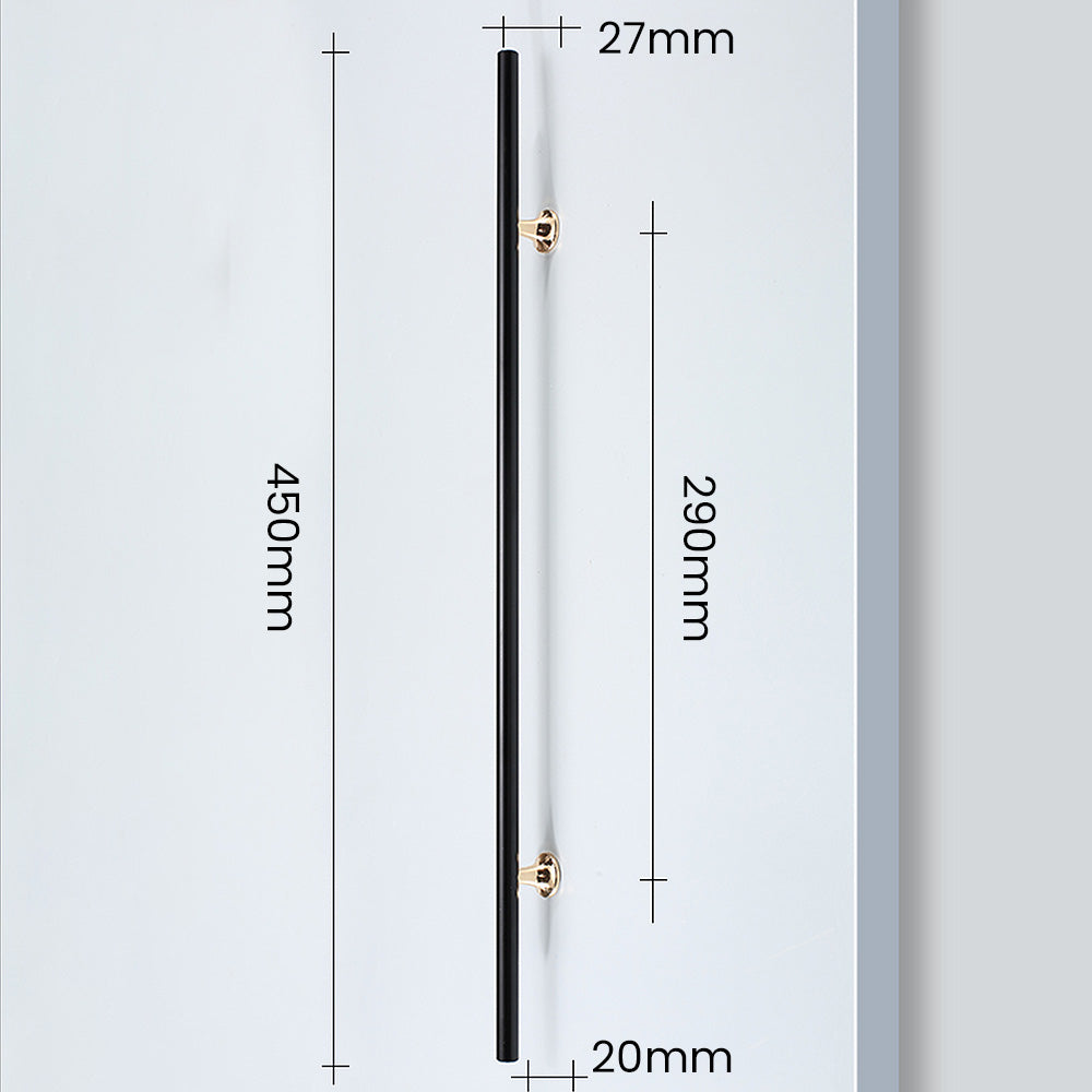 Comforsyco Black Round Bar Cabinet Pulls with Gold-Tone Posts