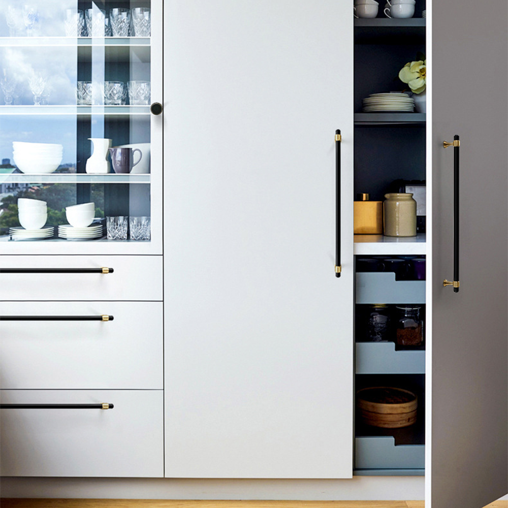 Comforsyco Brass Round Bar Cabinet Pulls, Drawer Handles, and Matching Knobs