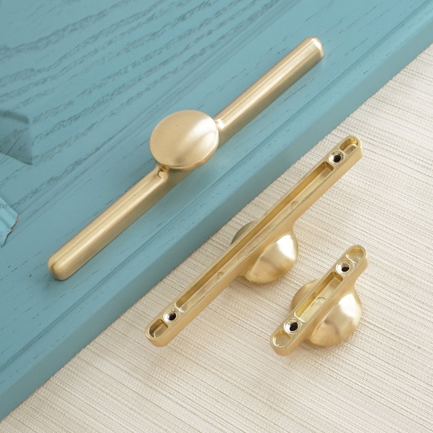 Comforsyco Brushed Brass Cabinet Pulls and Knobs, Zinc Alloy