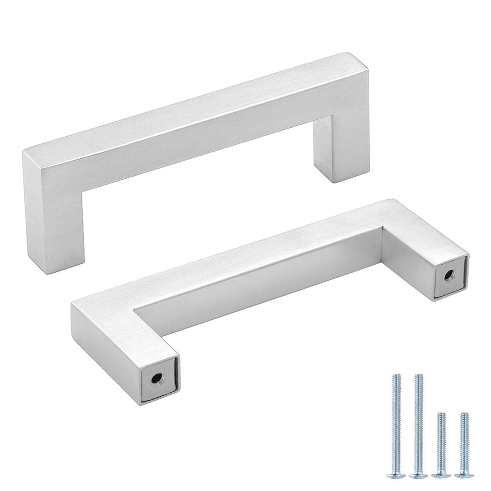 Comforsyco Brushed Nickel Square Pull for Kitchen Cabinets