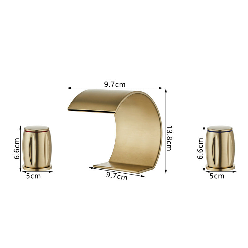 Cascelle 3-Hole Curved Waterfall Bathroom Sink Faucet With Dual Handles