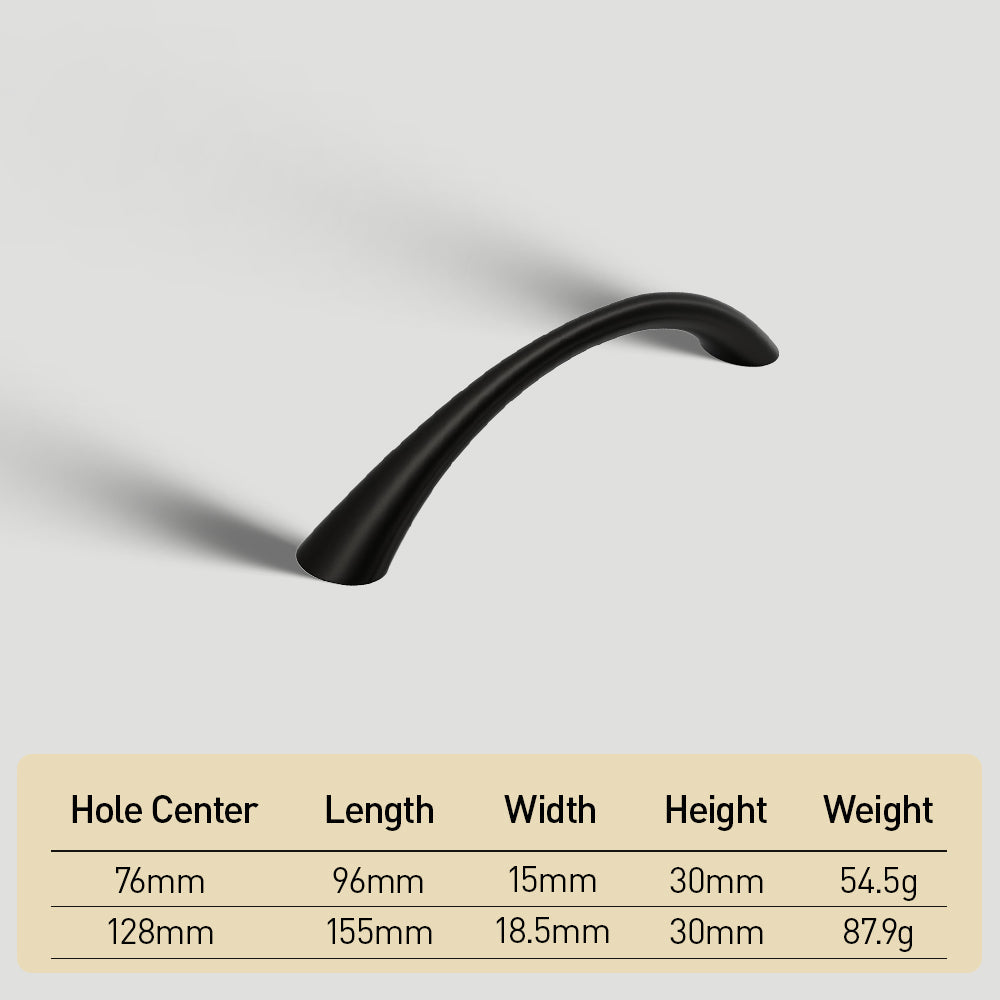 Comforsyco Curved Solid Zinc Alloy Cabinet Handles for Drawers