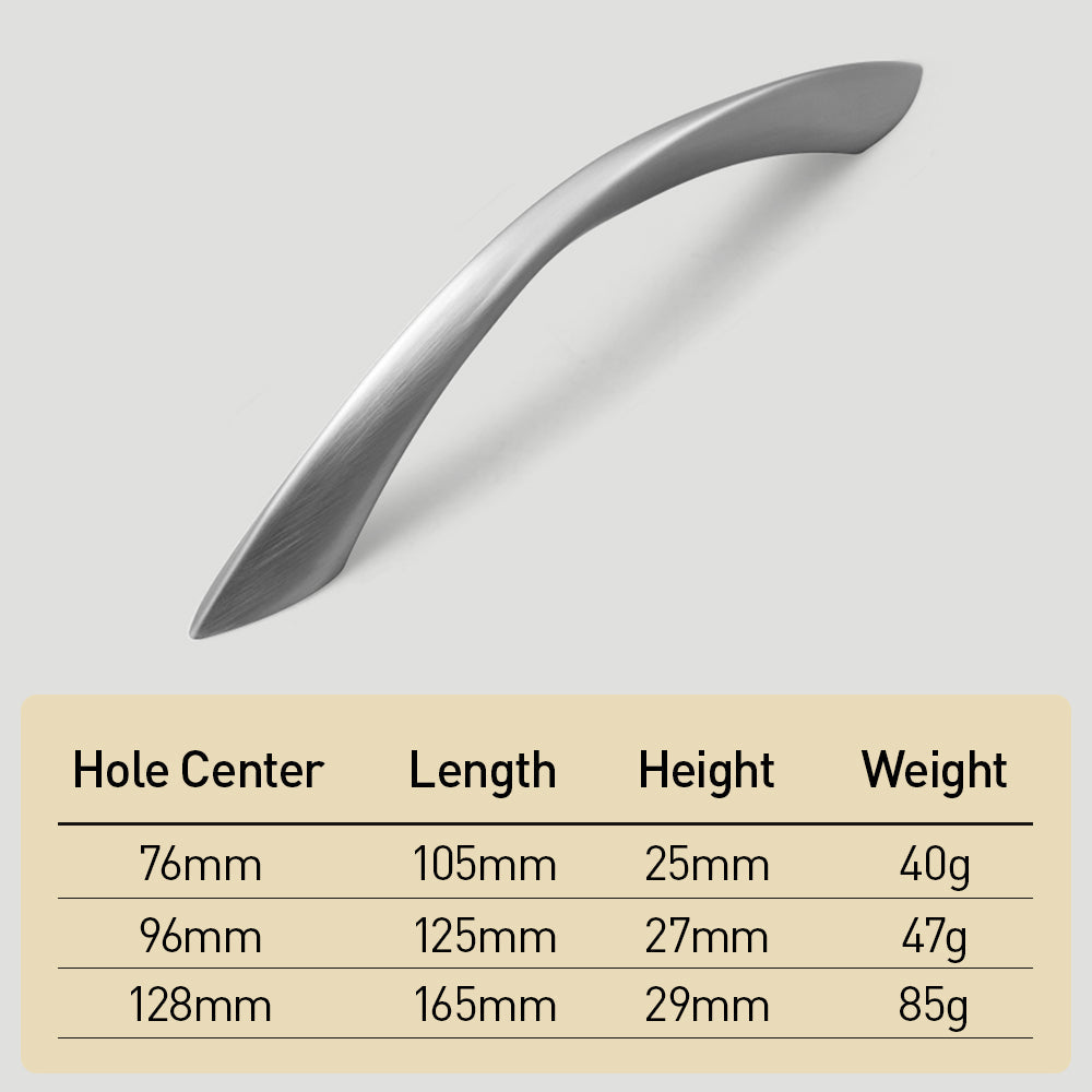 Comforsyco Curved Zinc Alloy Cabinet Handles and Drawer Pulls