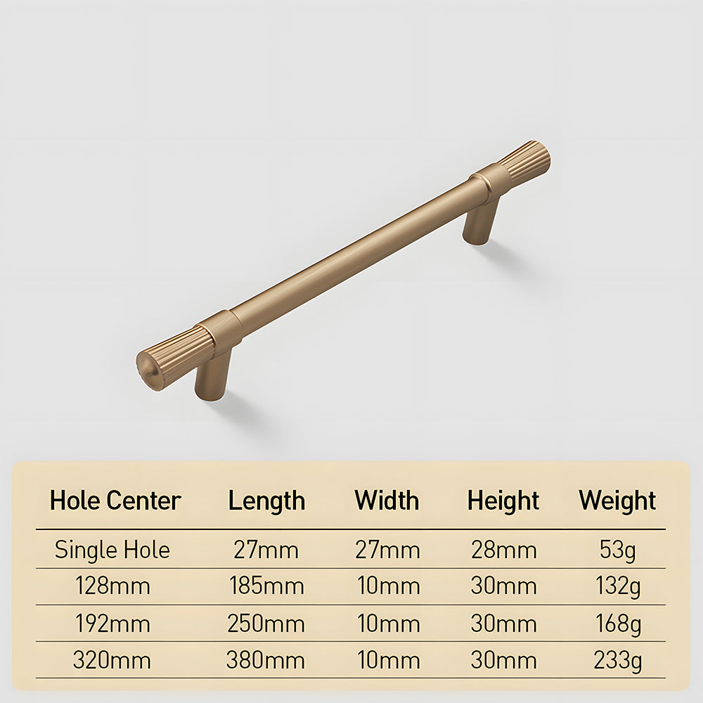 Comforsyco French Gold Ribbed Cabinet Pulls and Knobs for Wardrobes