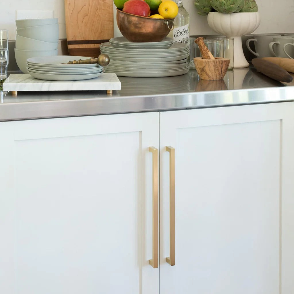 Comforsyco Gold Square Brushed Brass Kitchen Handles