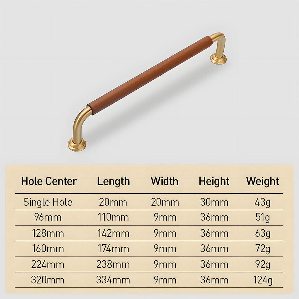 Comforsyco Leather-Wrapped Round Bar Cabinet Pulls and Door Handles