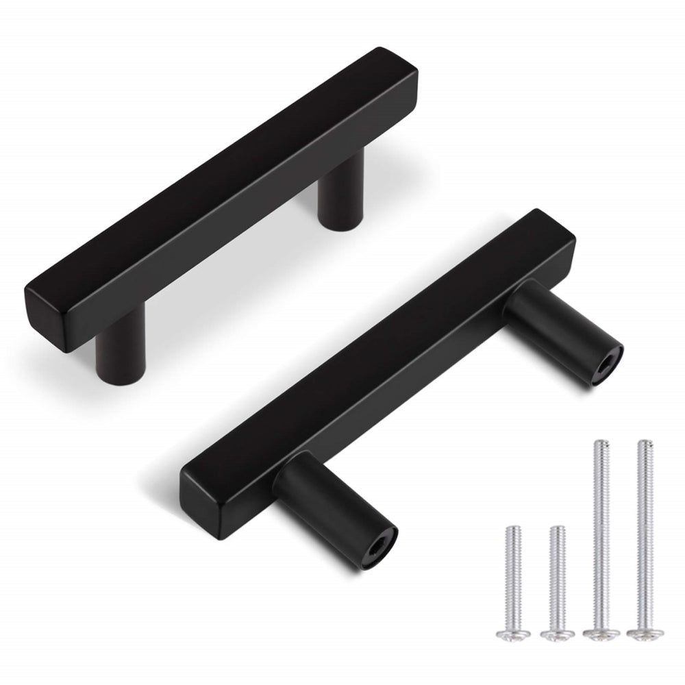 Comforsyco Matte Black Square Bar Drawer Pulls and Cabinet Handles