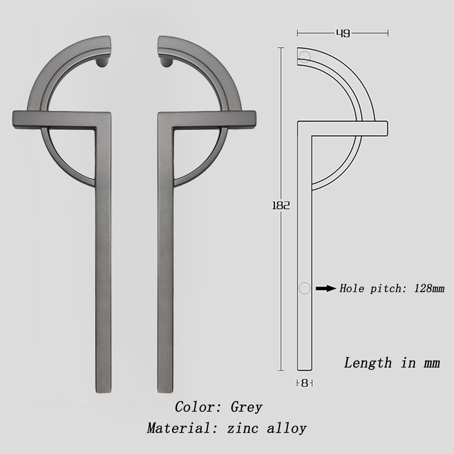 Comforsyco Paired Half Moon Cabinet Pulls with Bar Handles