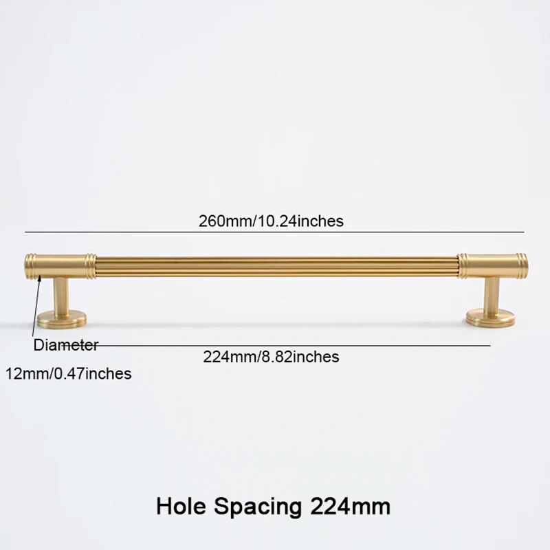 Comforsyco Ribbed Solid Brass Cabinet Pulls and Knobs
