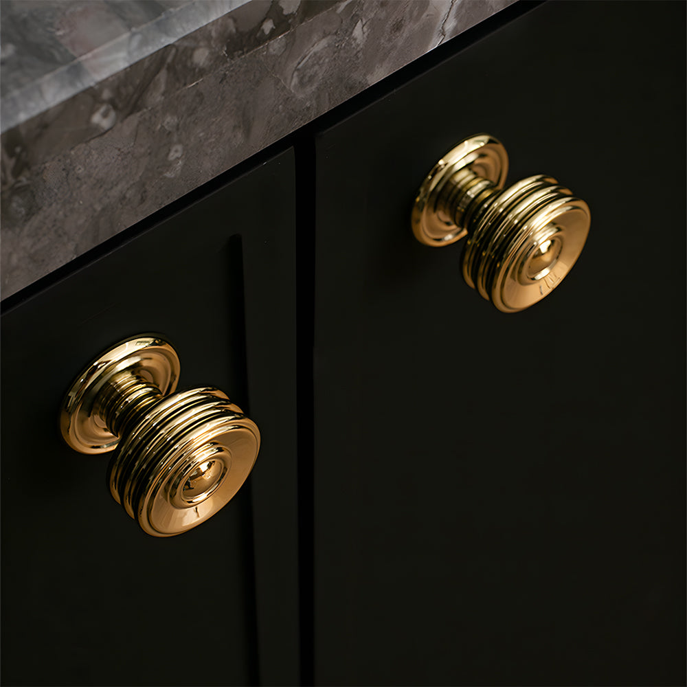 Comforsyco Round Bar Brass Cabinet Handles and Knobs for Wardrobes