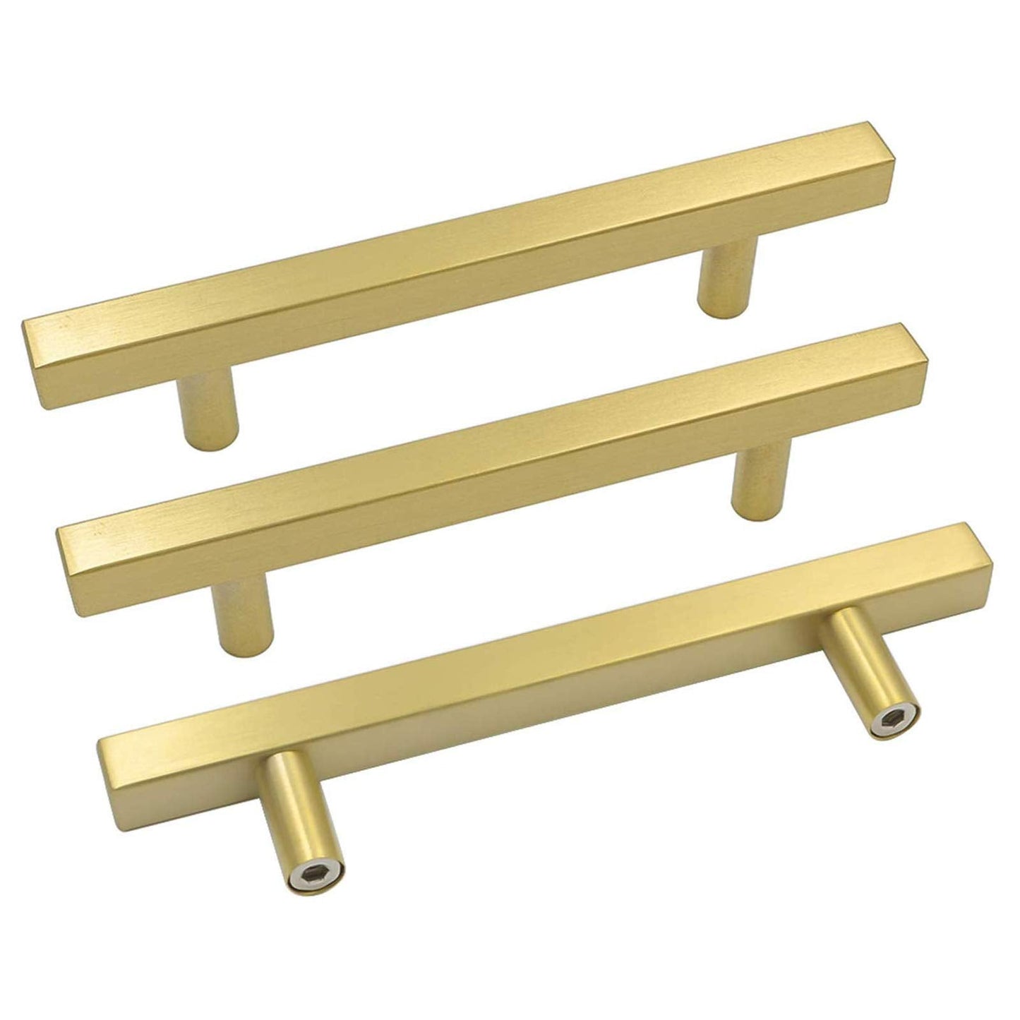 Comforsyco Square Brushed Gold Cabinet Pulls For Kitchen