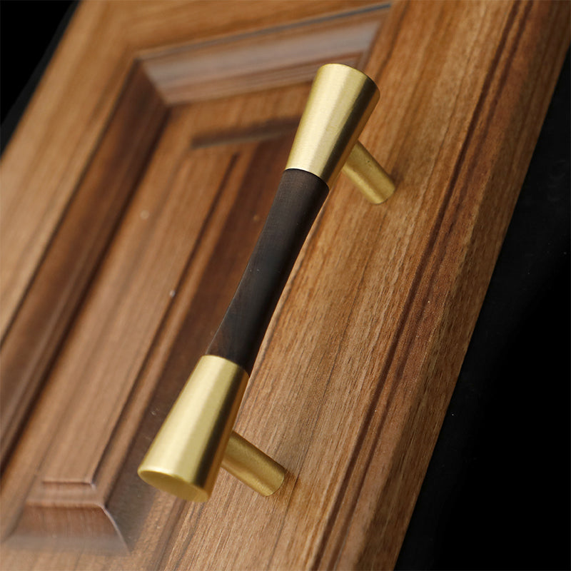 Comforsyco Vintage Brass and Wood Cabinet Pulls for Cabinets and Drawers