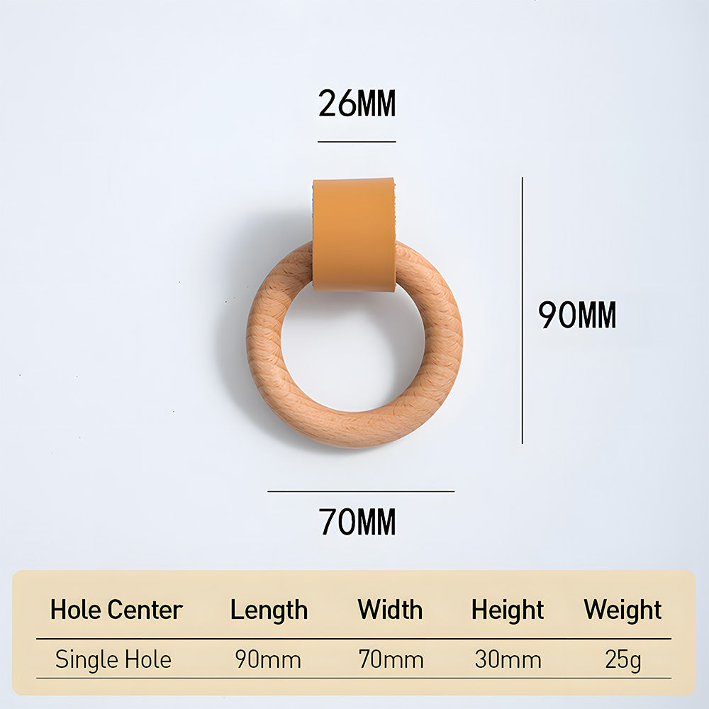 Wood ring cabinet knob dimension diagram with 90 mm overall height and 70 mm ring width