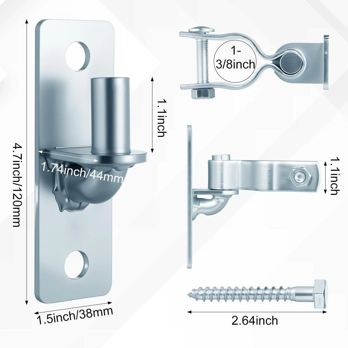 Everett Heavy-Duty Chain Link Gate Hinges, Galvanized Steel