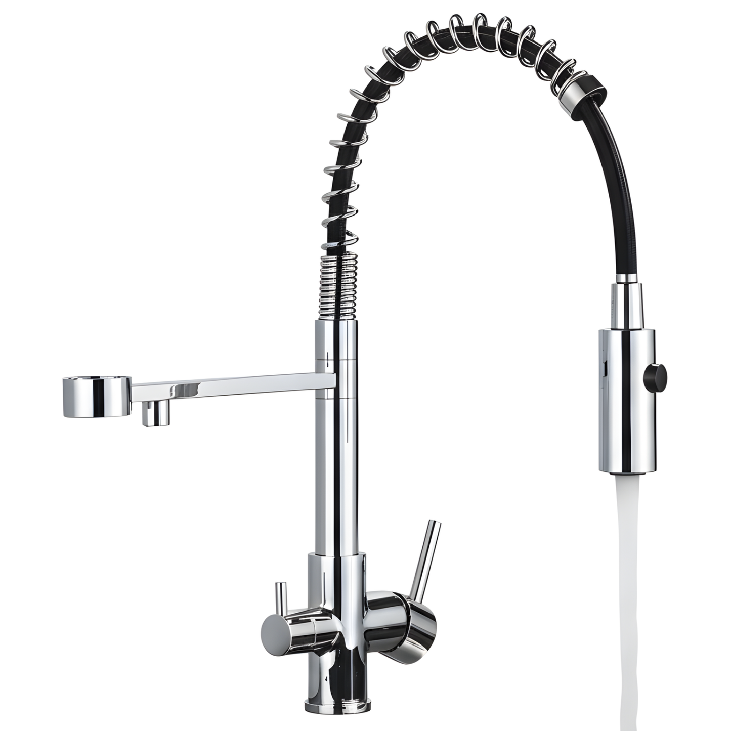 Orin Three-Way Kitchen Faucet with Filter Tap Reverse Osmosis Compatible and Pull-Down Spout