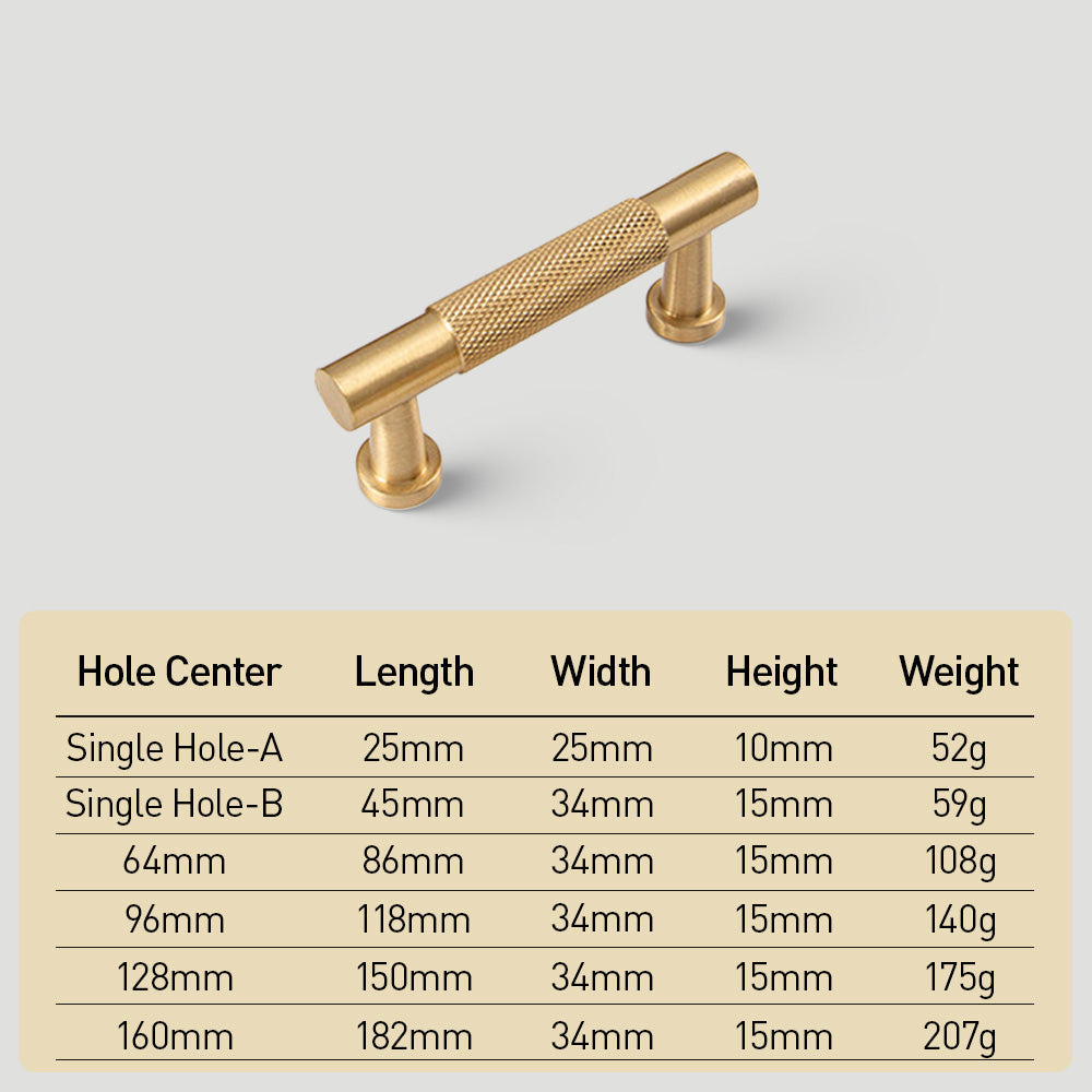 Knurled Brass Cabinet Pulls and T-Knobs