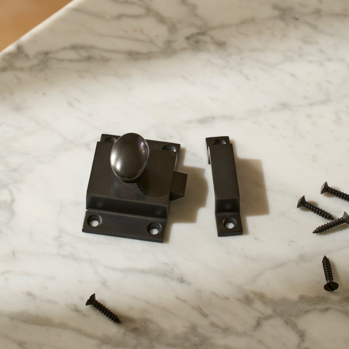 Kendall Matte Black Solid Brass Cabinet Latch with Turn Knob