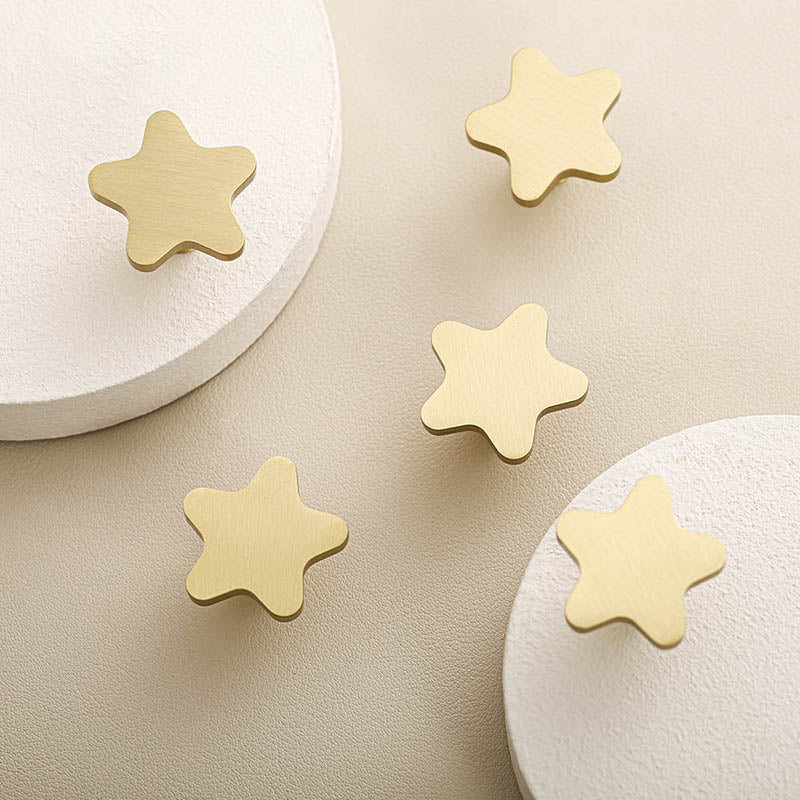 Solid Brass Star Cabinet Knobs