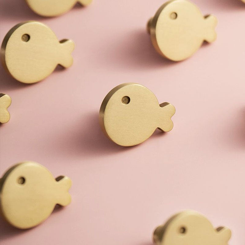 Brushed Brass Fish Cabinet Knobs