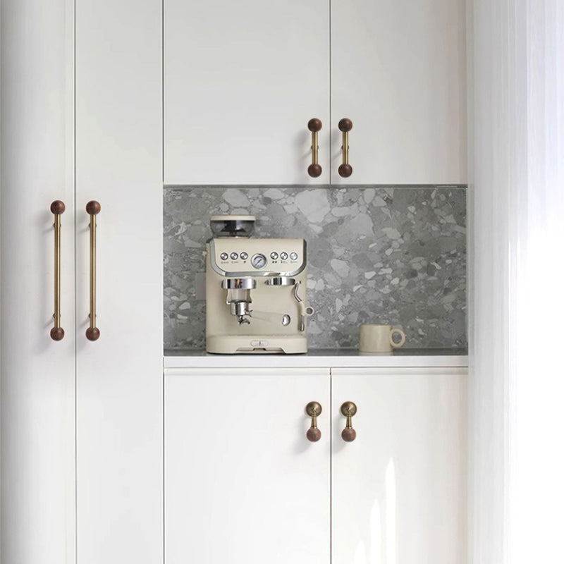 Nordic Brass and Walnut Cabinet Pulls and Knobs