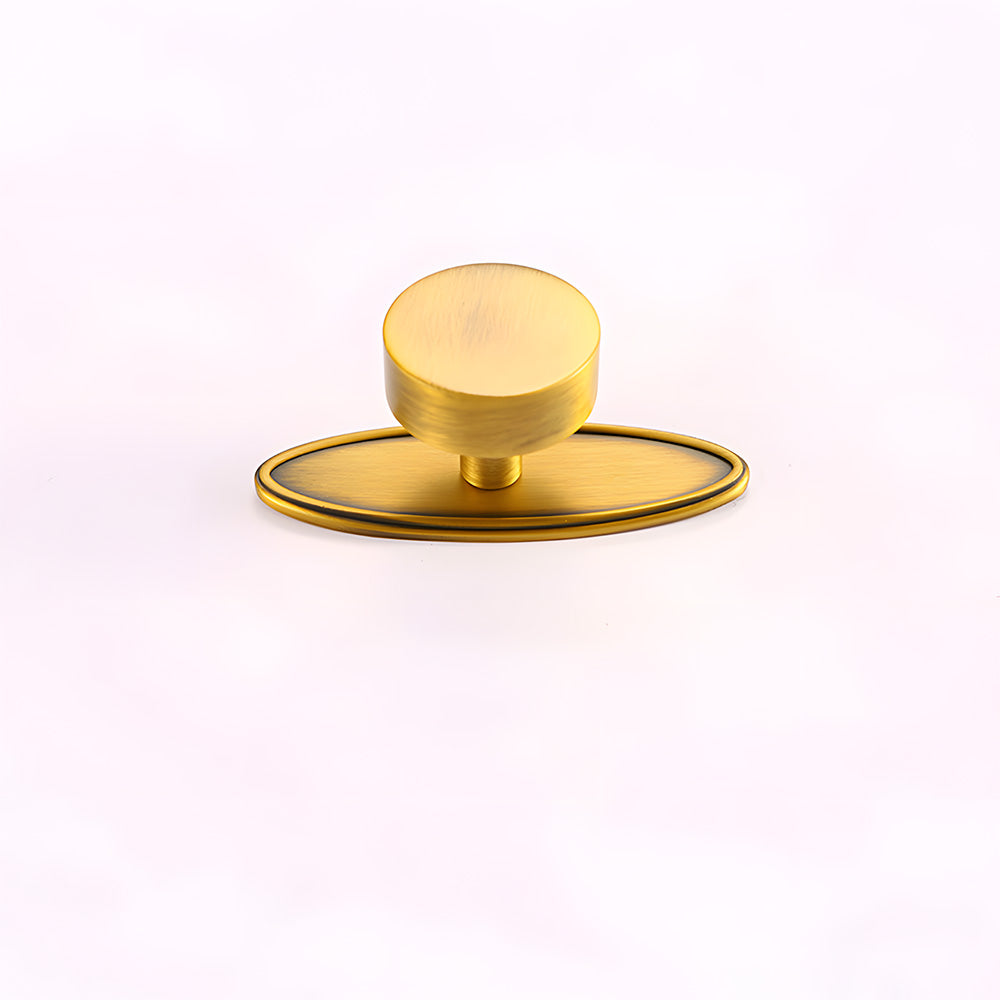 Antique Solid Brass Oval Cabinet Knobs with Backplate