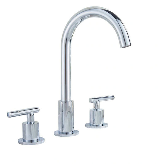 Tivora Modern Gooseneck 3-Hole Widespread Bathroom Faucet with Two Handles