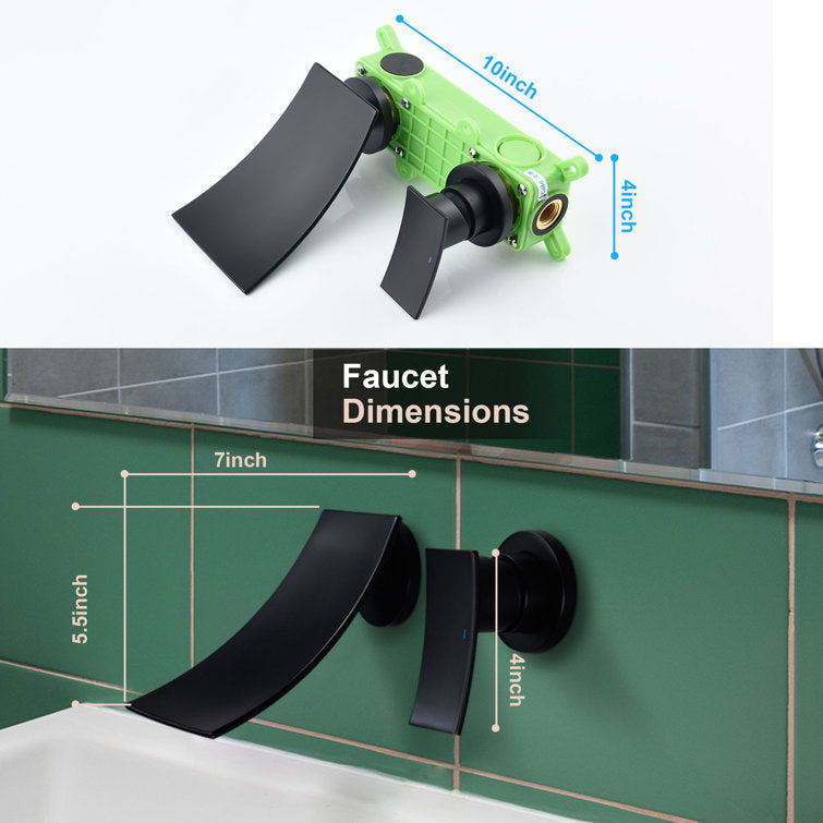 Ravello Modern Wall-Mounted Waterfall Bathroom Sink Faucet with Single Handle