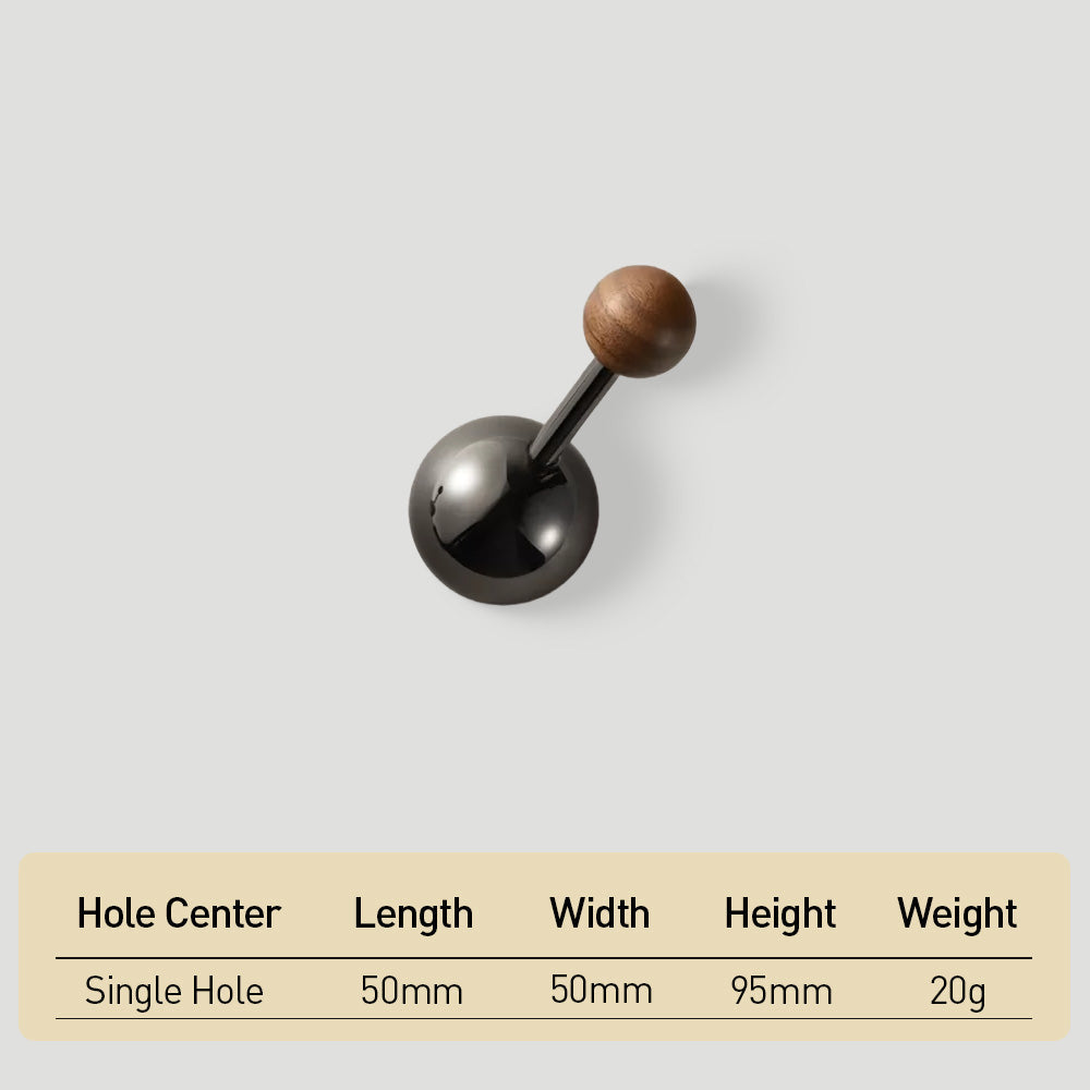Modern Walnut & Zinc Alloy Cabinet Knobs & Wall Hooks