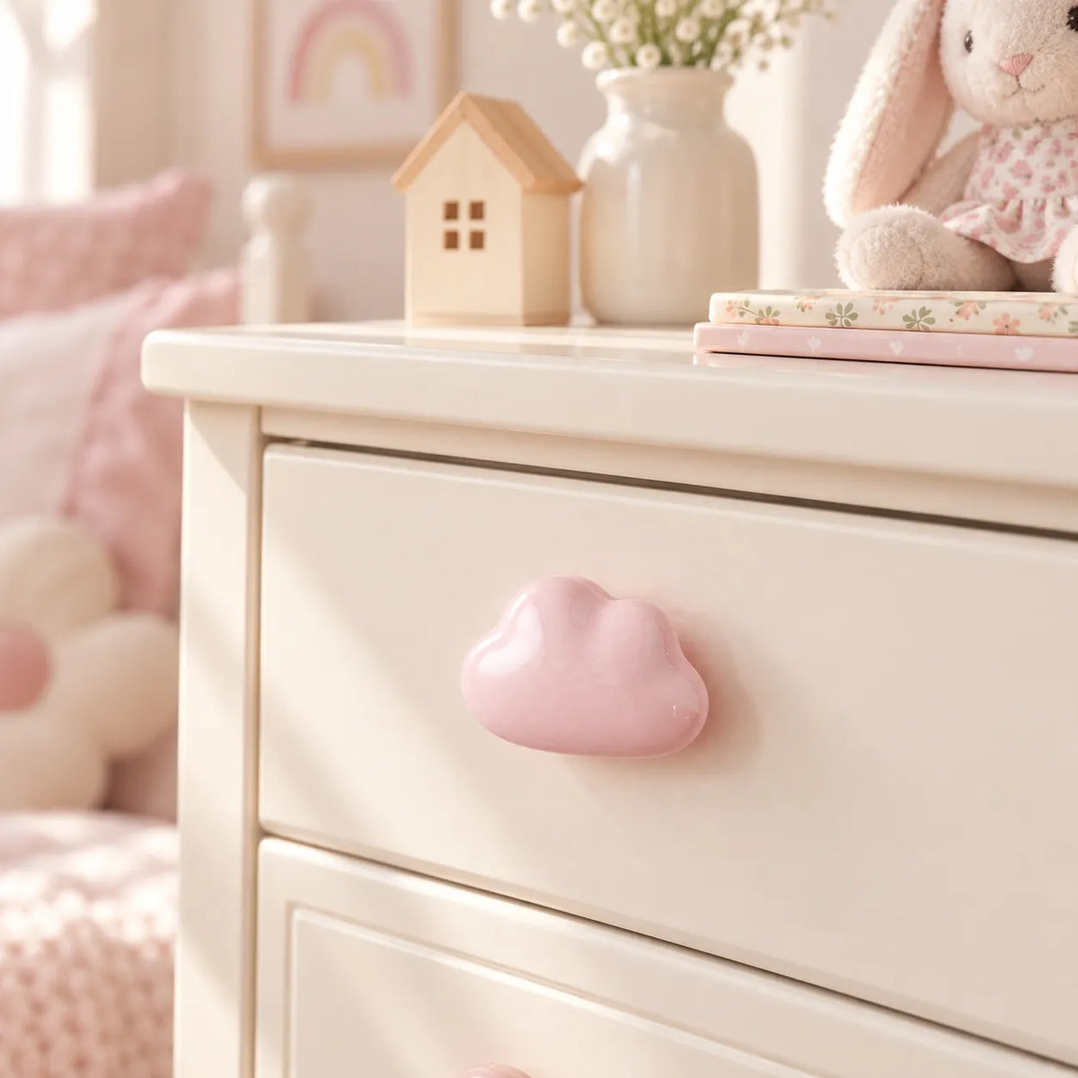 Colorful Ceramic Cloud Dresser Knobs