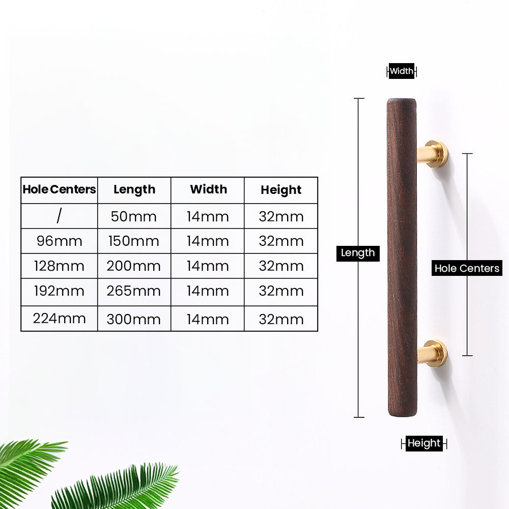 Wood Round Bar Cabinet Pulls and T-Knobs for Wardrobes