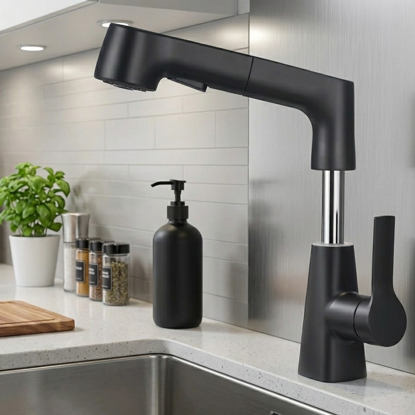 Astra Pull-Out Lift Faucet 360° Rotatable Stainless Steel Sink Mixer