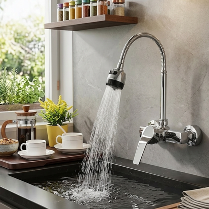 Reno Dual Hole Wall Mount Kitchen Sink Faucet