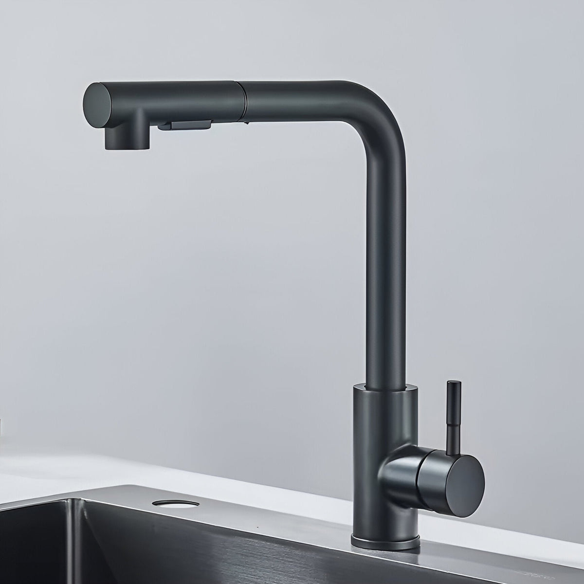 Noir Modern Matte Black Pull-Out Kitchen Faucet