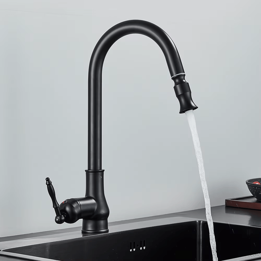 Alden Antique Brass Pull-Down Kitchen Faucet