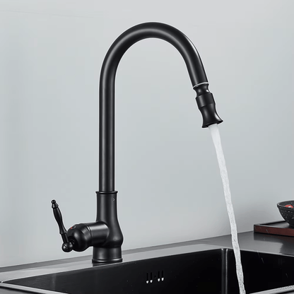 Alden Antique Brass Pull-Down Kitchen Faucet