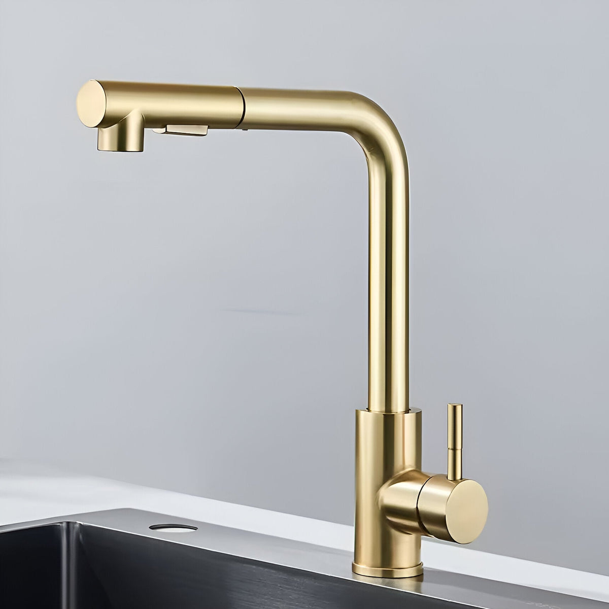 Noir Modern Matte Black Pull-Out Kitchen Faucet