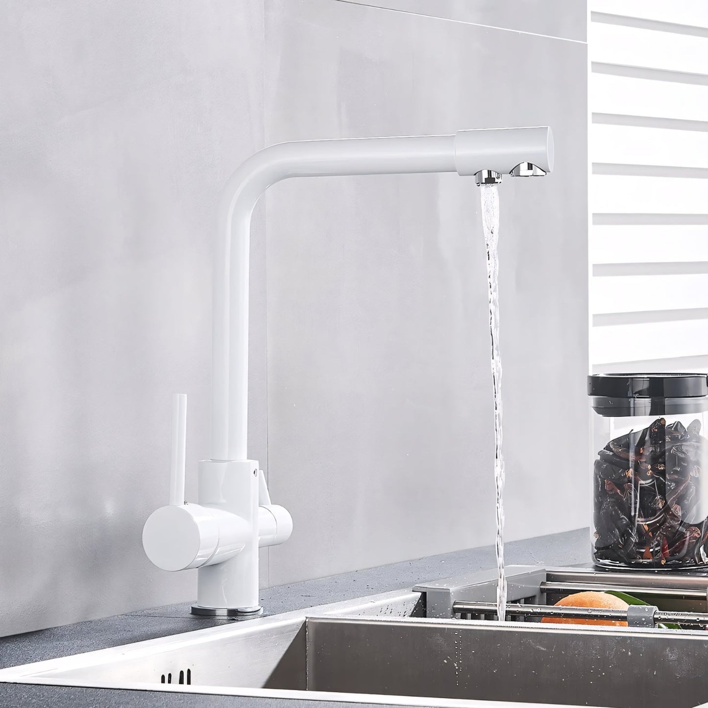 Selma Three-Way Kitchen Faucet with Filter Tap Reverse Osmosis Filters Compatible