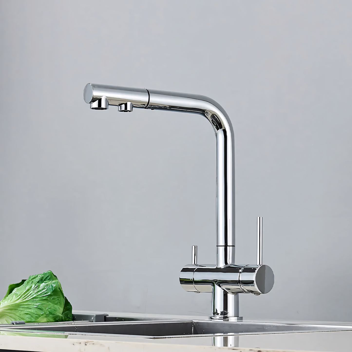 Mira Pro Three-Way Pull-Out Kitchen Faucet with Filter Tap Reverse Osmosis Compatible