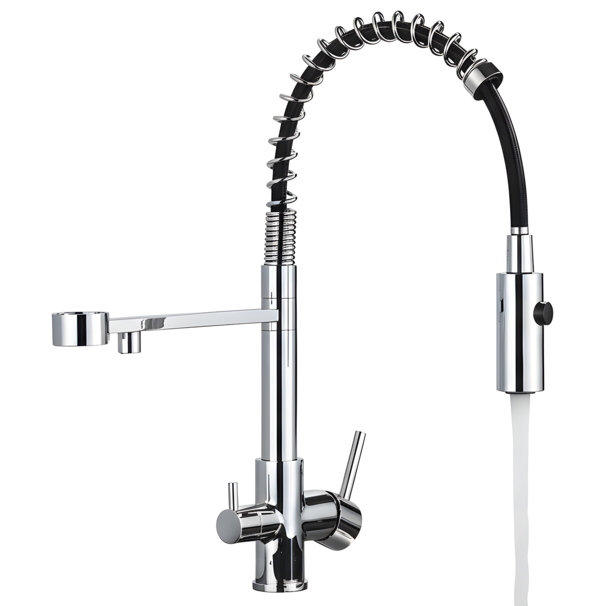 Orin Three-Way Kitchen Faucet with Filter Tap Reverse Osmosis Compatible and Pull-Down Spout